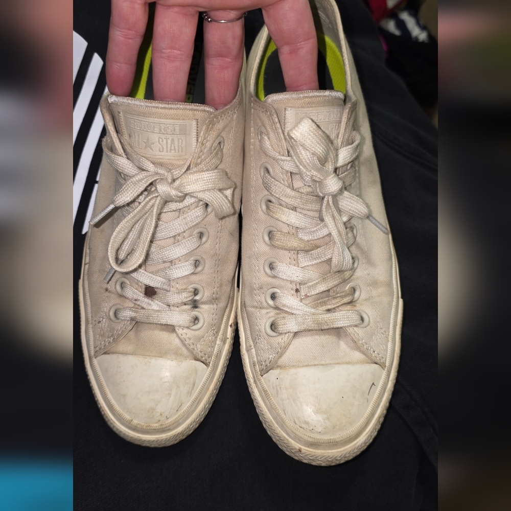 Converse Cream Sneakers with Neon Insole